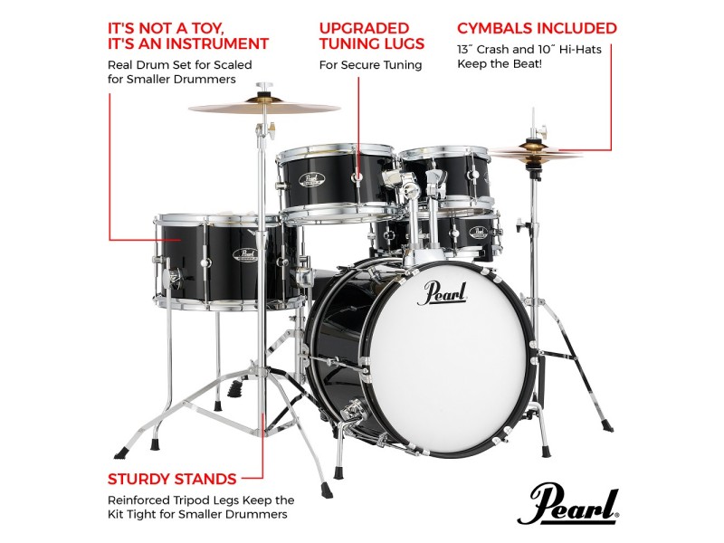 Komplet/Set akustičnih bobnov Pearl Roadshow Junior Jet Black RSJ465C/C31