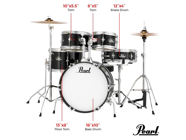 Komplet/Set akustičnih bobnov Pearl Roadshow Junior Jet Black RSJ465C/C31